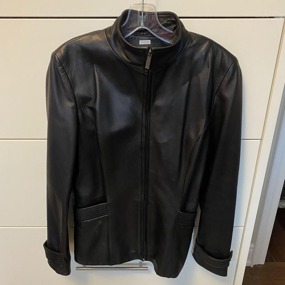 VTG 90s Kenneth Cole black LEATHER JACKET